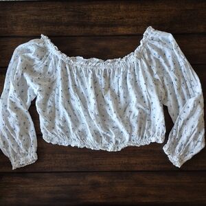 H&M White Floral Off-Shoulder Blouse